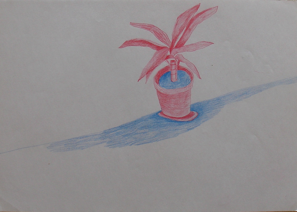 line colored pencils red blue