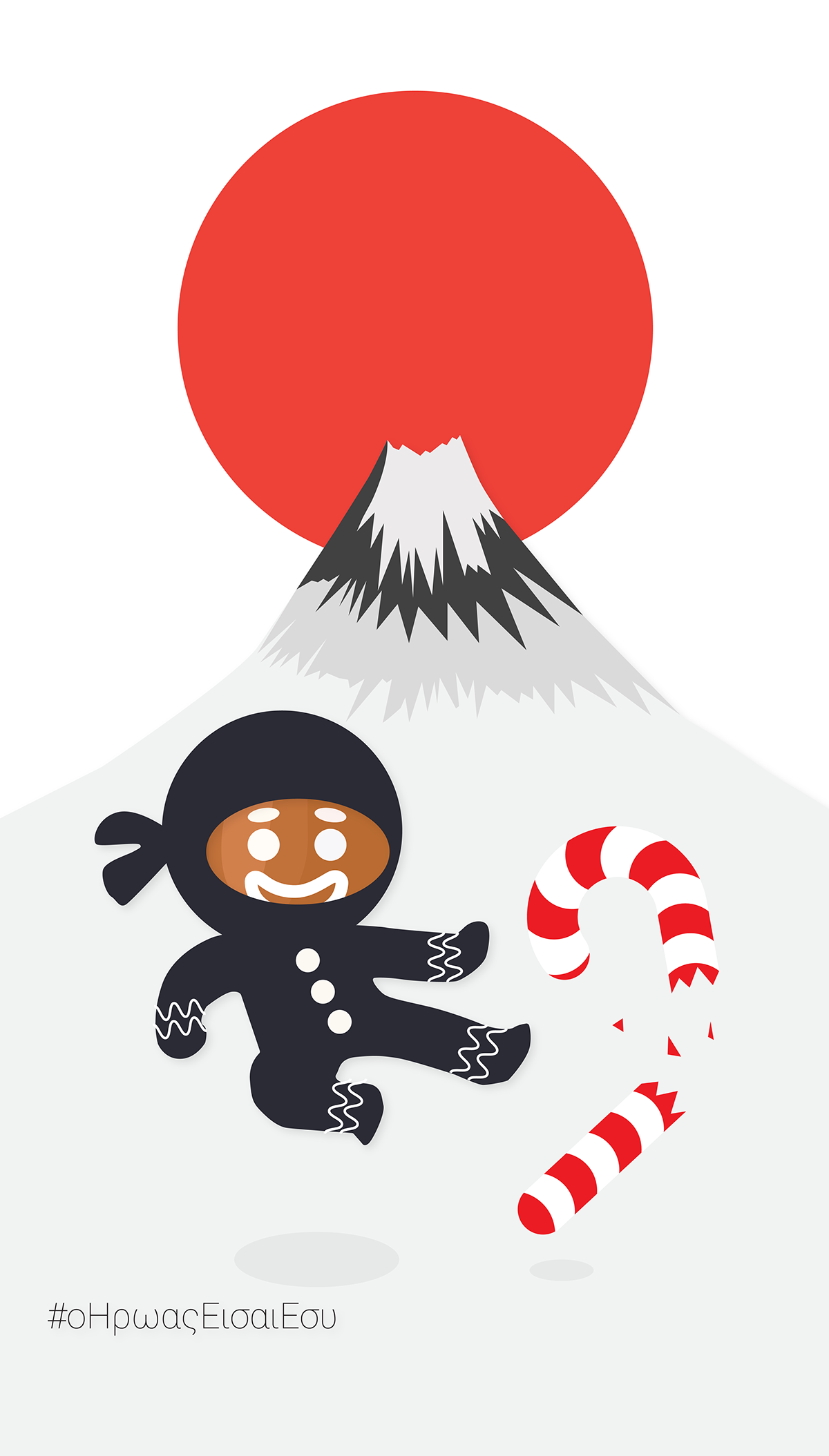 candycane funny Hero ILLUSTRATION  illustration art japanesse mountains poster red winter