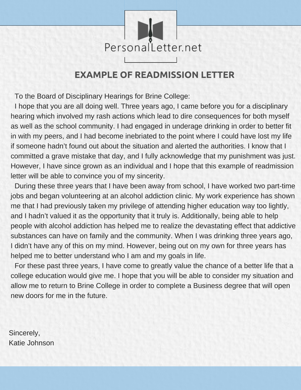 Readmission Letter Writing Readmission Letter Writing on Behance