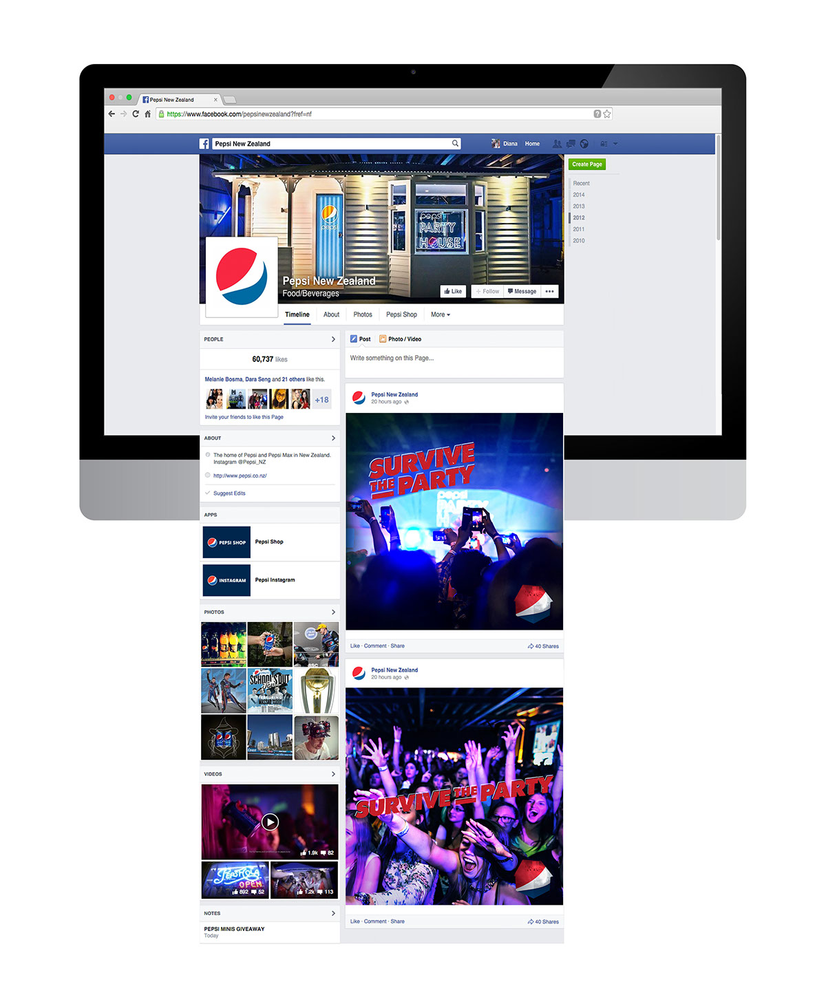 pepsi Pepsi Party House Survive The Party social media Promotion online content web assets facebook