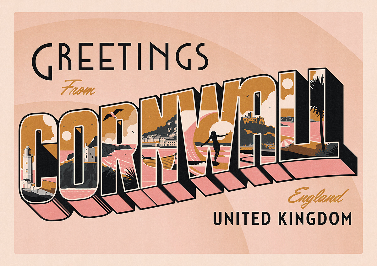 Greetings from ... Retro Postcard Style Prints on Behance