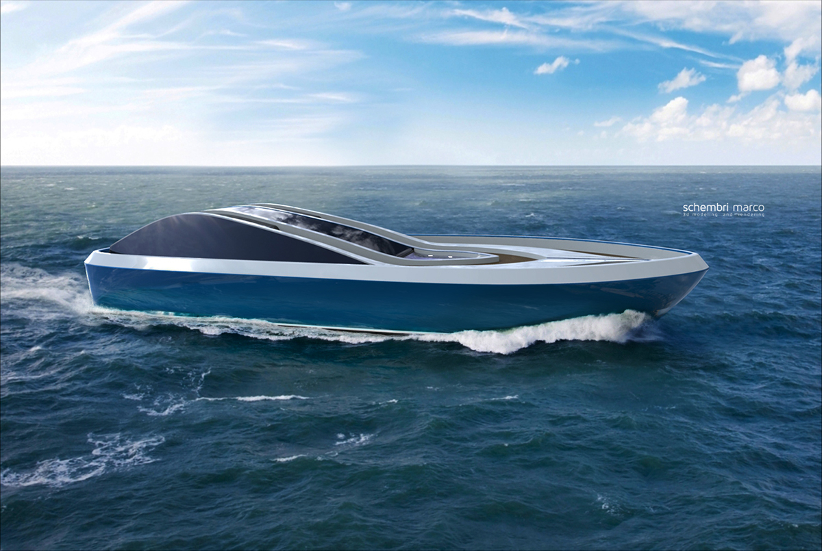vray yacht marco schembri sea luxury superboat 3dstudio Rhino Yacht Design concept yacht 2016 futuristic yacht future yacht Speedboat futuristic yacht design 3D Rendering