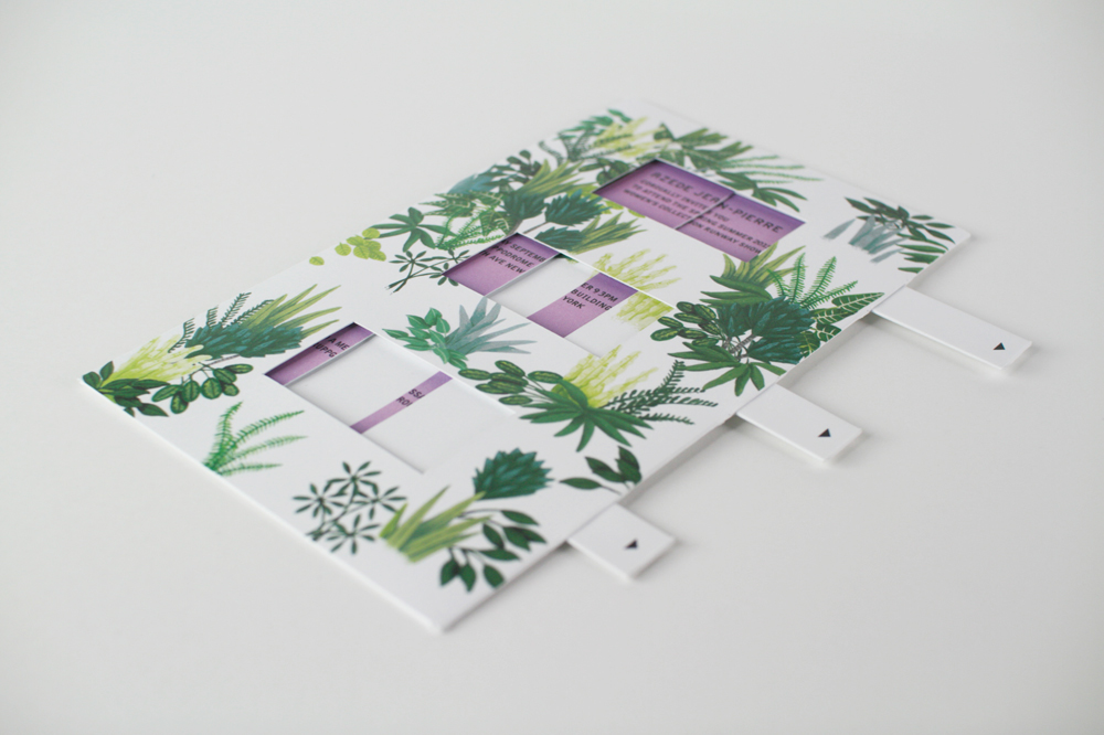 Flowers floral plants leaves garden green invite Invitation fashion week fashion show pull tab tab card Popup pop up