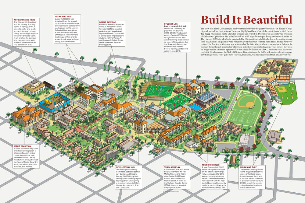 Illustrator map maps Isometric Pixel art cityscape editorial University campus cartography places detail buildings infographics information graphics