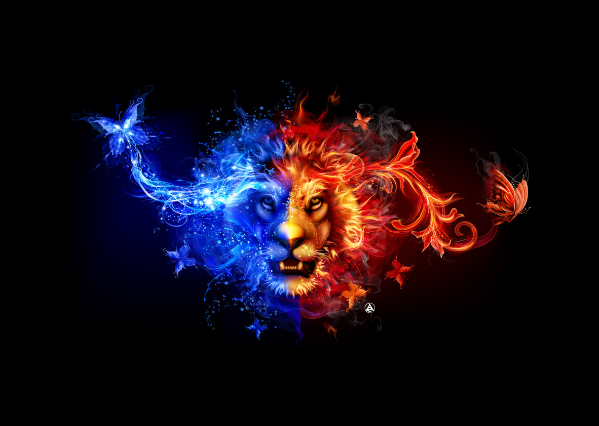 dragon fantasy fantasy art fiery art Fire background lion tiger vector art vector collection wolf