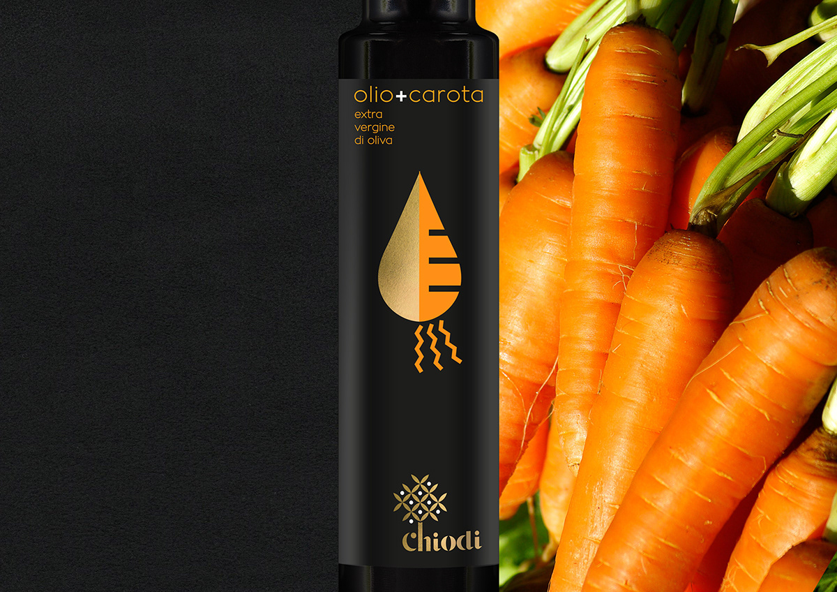 Olive Oil Packaging Label vegetables fruits drop gold chiodi bottle