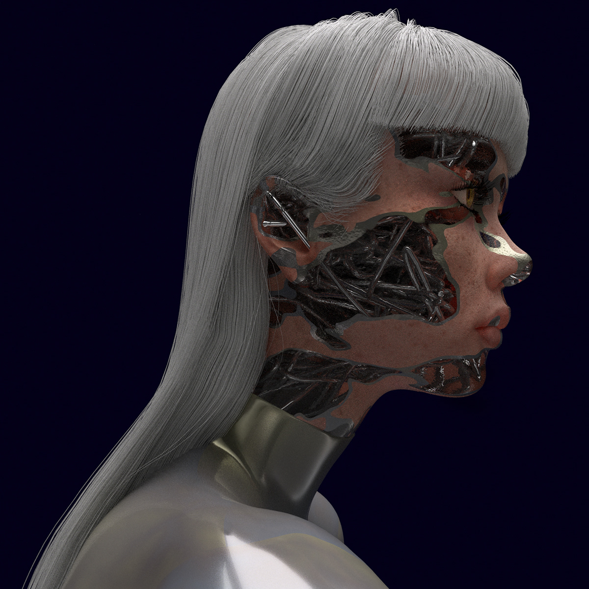 3dcharacter artwork CGI creature Digital Art  exmachina metal Sculpt visualization Zbrush