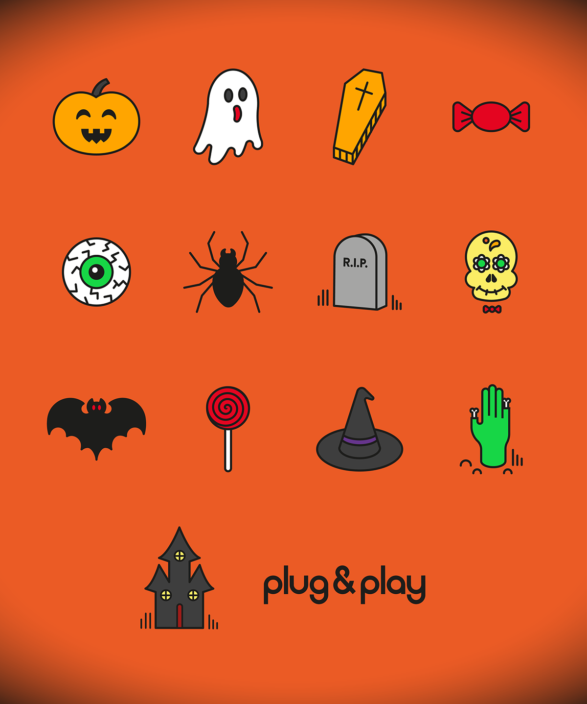 Halloween Icon free download skull pumpkin grave Candy lollipop zombie ghost bat spider eye witch