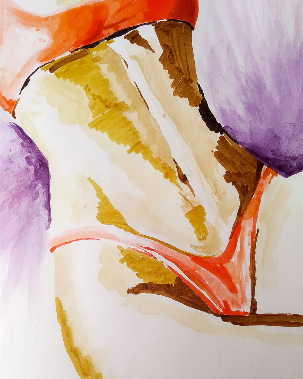 bañador bikini Drawing  goi orange purple rotuladores sensual swimsuit watercolor