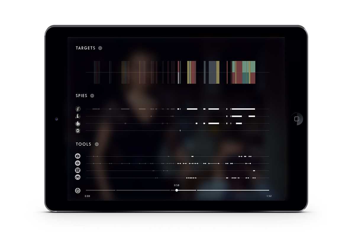 Alfred Hitchcock app iPad movie filter Data Interface ux UI