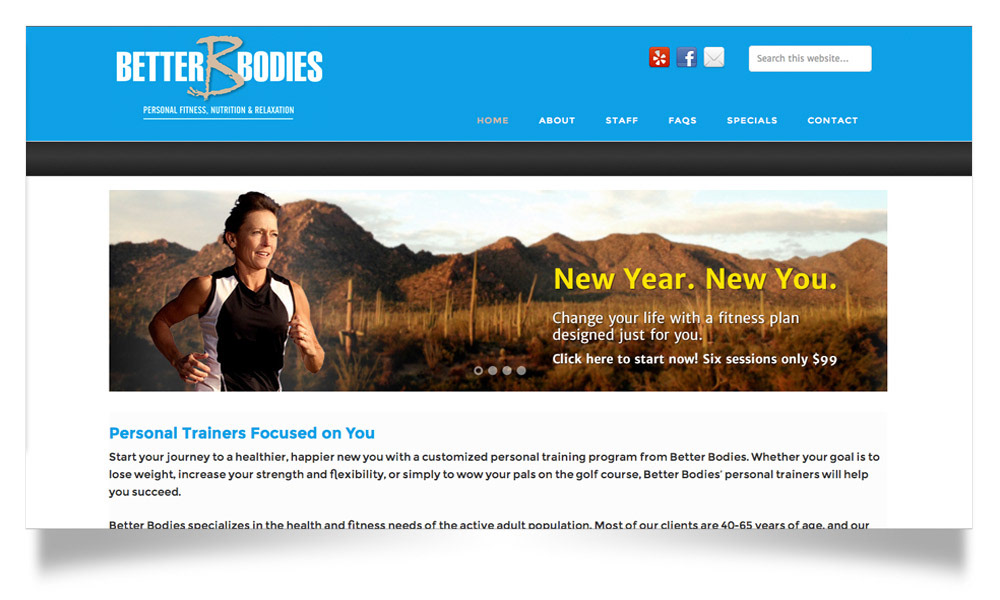 website redesign personal training private gyms