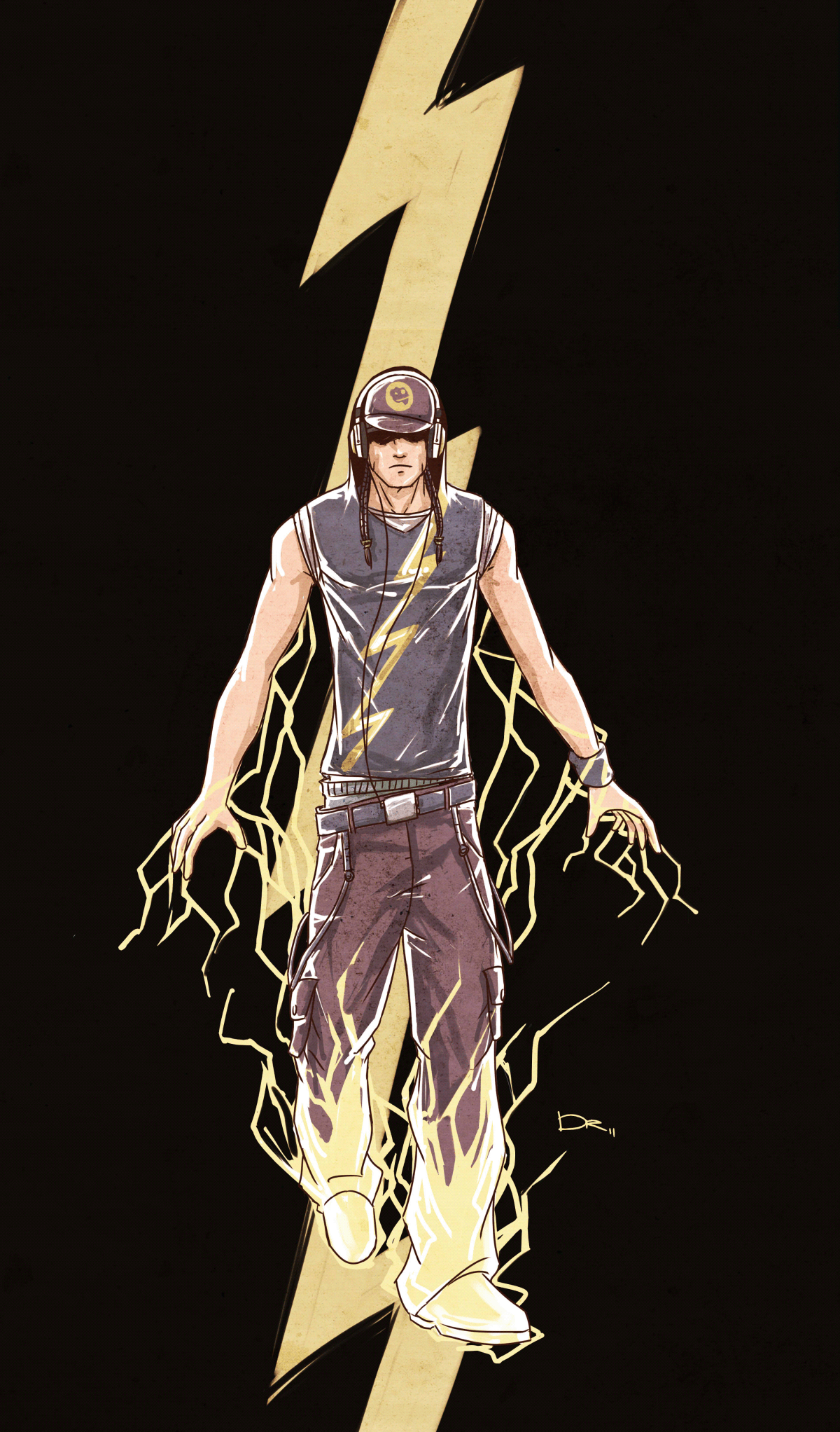 character concept comic art concept art tendrils ninja hoodie Rocker lightning hermes malleable