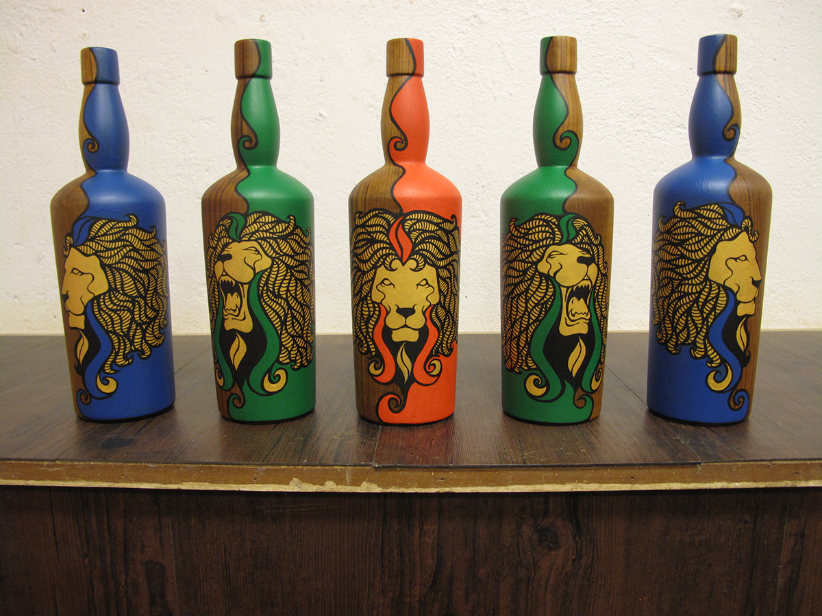 customised handpainted handwork art design cool colour lion typo funky