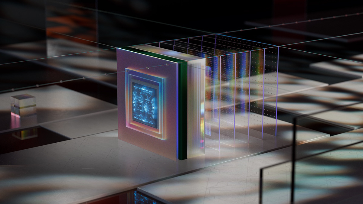 3D abstract CGI cinema 4d Digital Art  glass microchip Quixel refraction Render