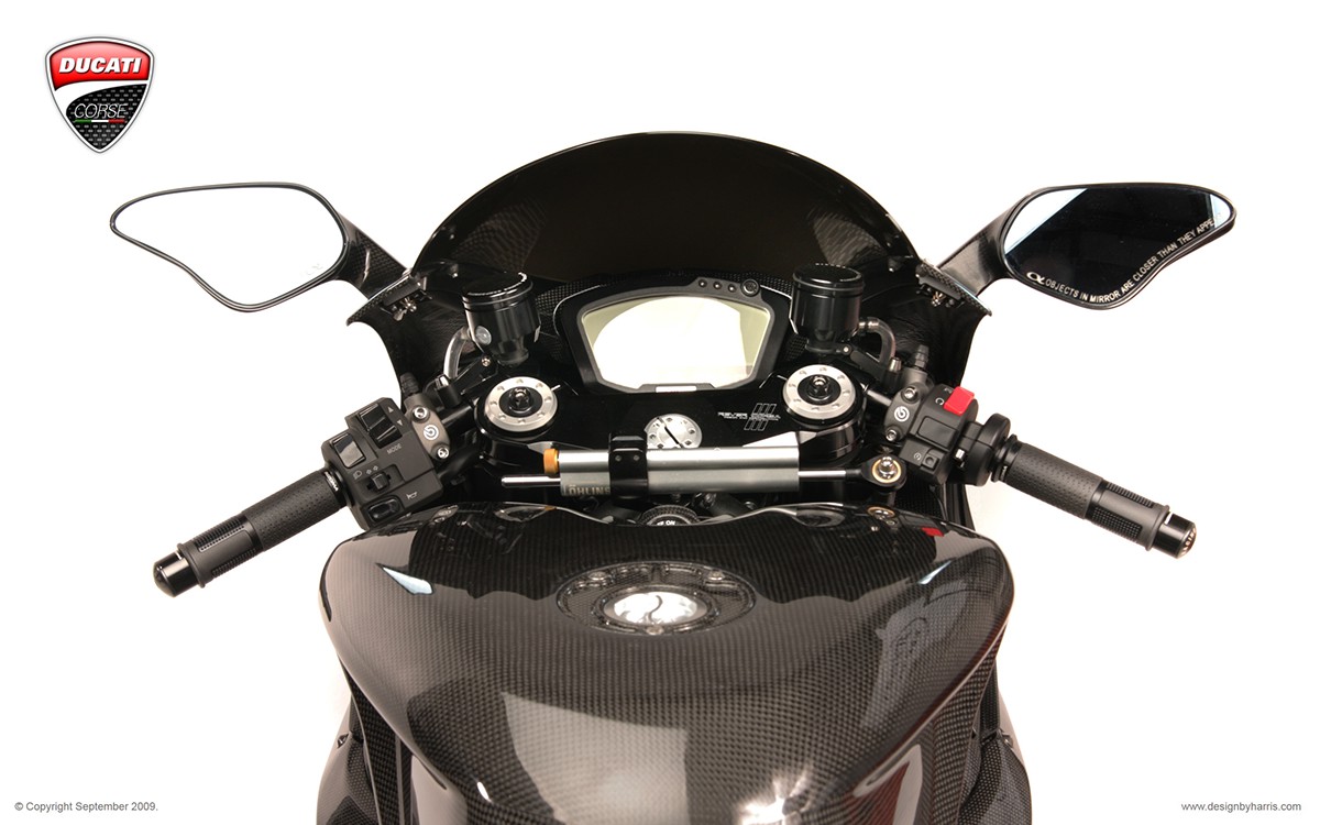 Ducati motorcycle superbike Racing Formula 1 f1 Moto GP Carbon Fiber Performance lightweight Harris Design Phil Harris Titanium HORSEPOWER composites