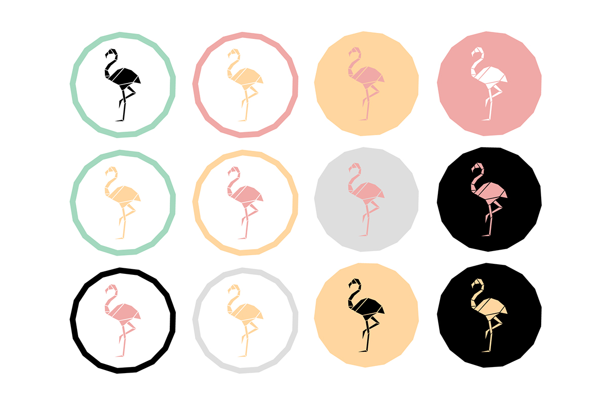 poster series spray paint logo design badge 17th flamingo stationary package