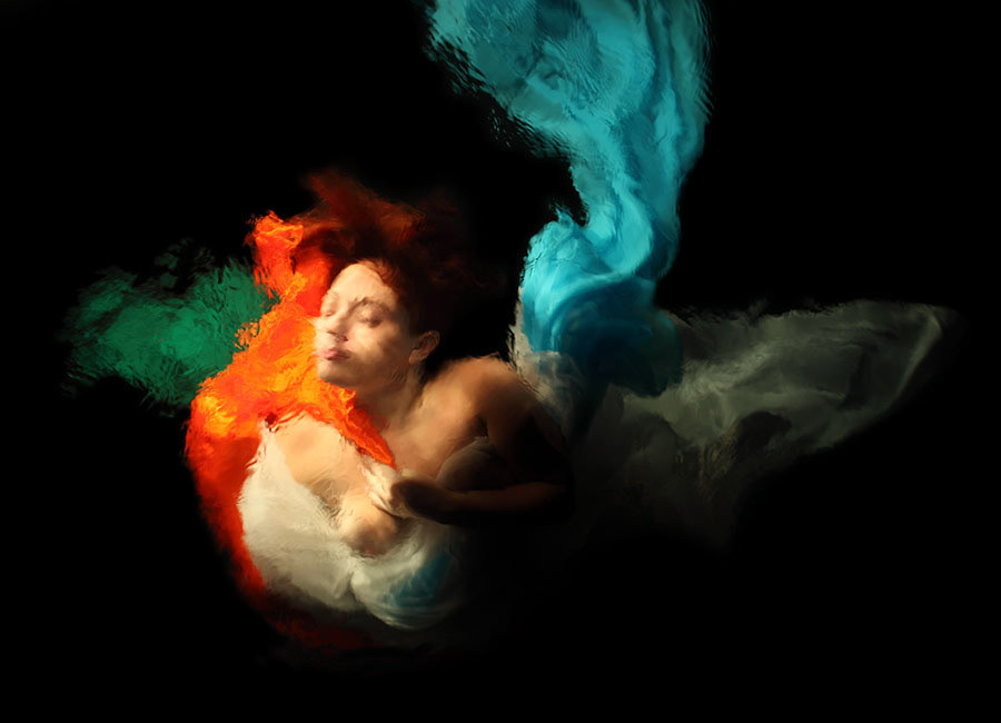 underwater figurative baroque color Form body female surreal muse