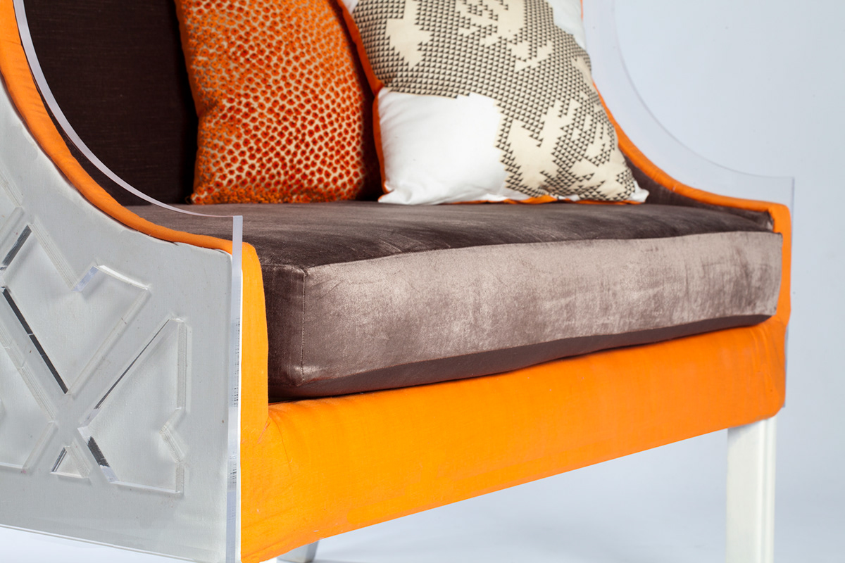 furniture design  Lasercut acrylic lattice upholstery