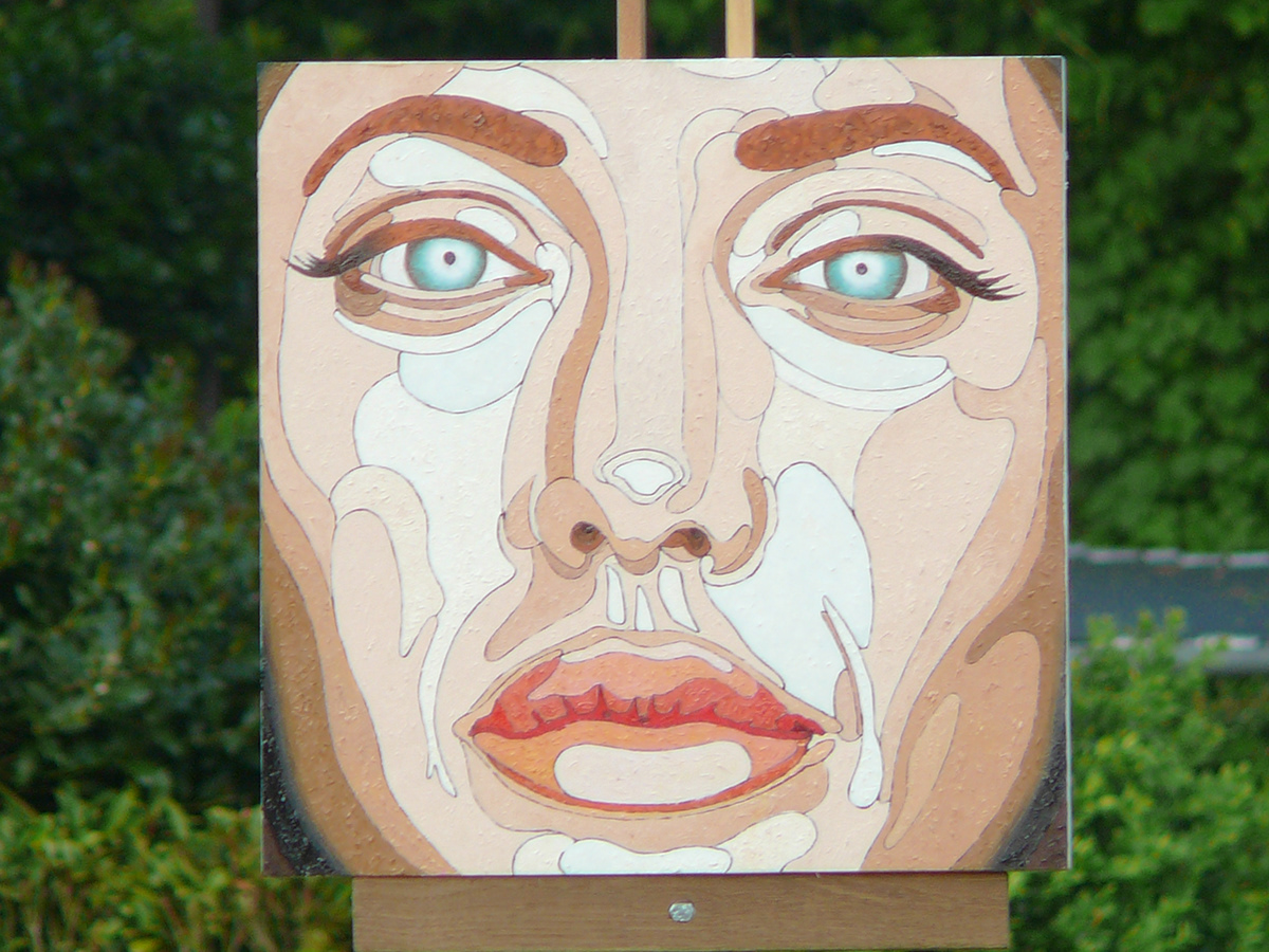 schilderij oil wood medium  Angelina Jolie Beautiful people  face  faces portrait
