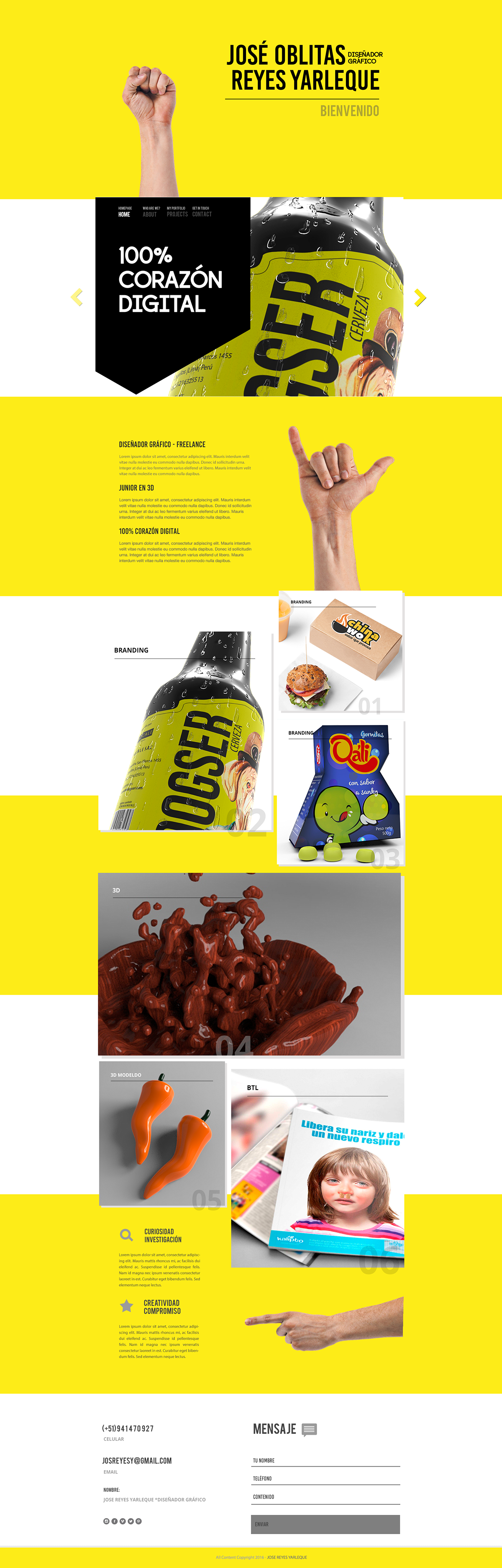 Web yellow minimalist Web Design  portafolio branding  gifs 3D proyect