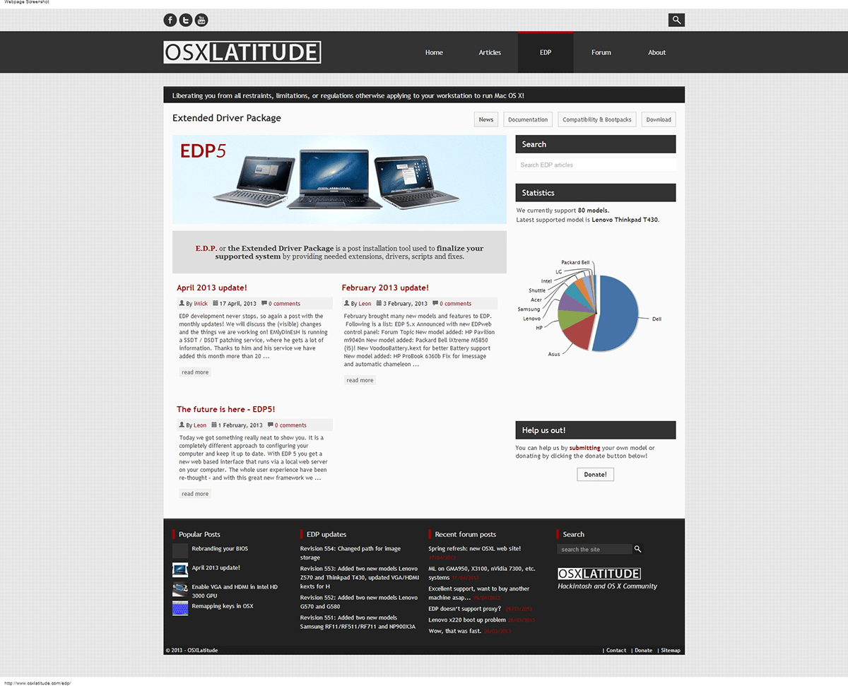 OSXLatitude Website design EDP osx Hackintosh