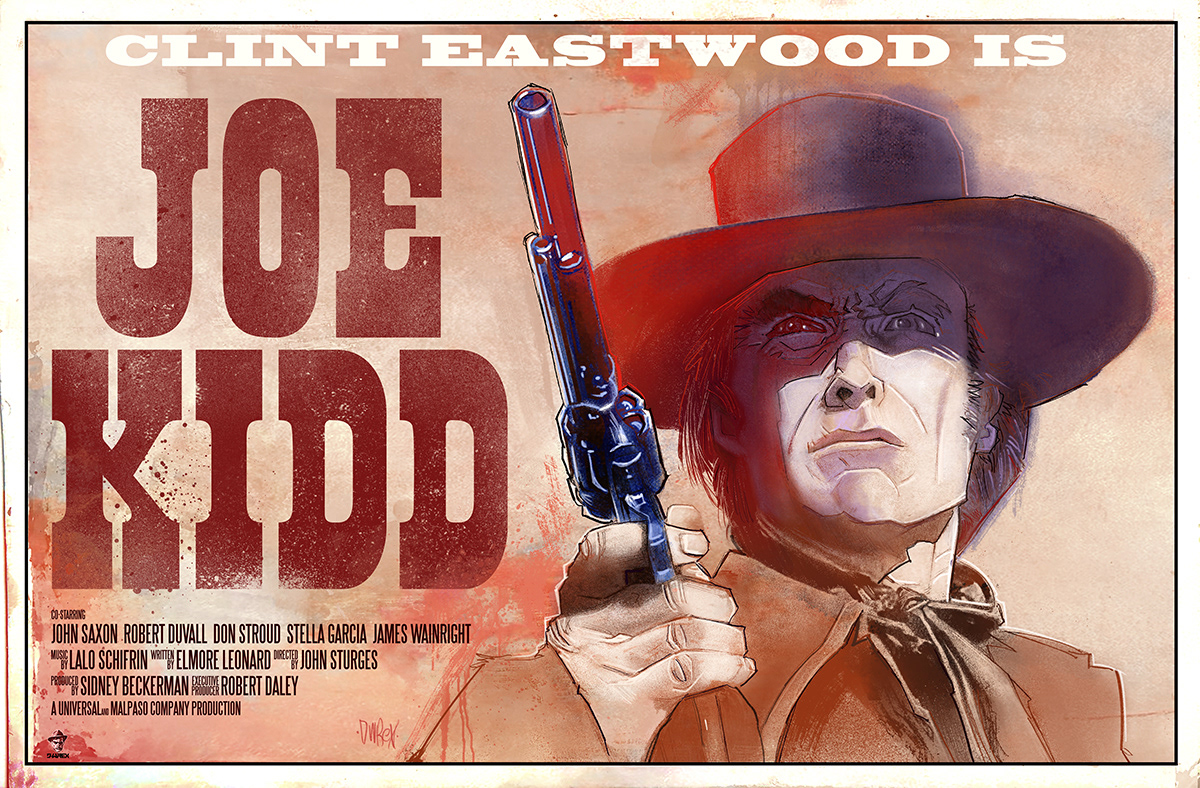 poster Movie Posters Poster Design western ILLUSTRATION  Graphic Designer Clint Eastwood movie typography   key art