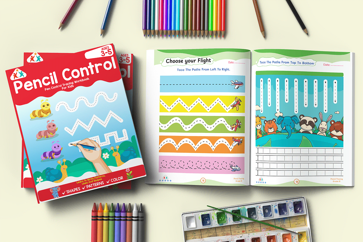 kindle kdp children's book Interior book cover graphics design Pencil control pencil tracing
