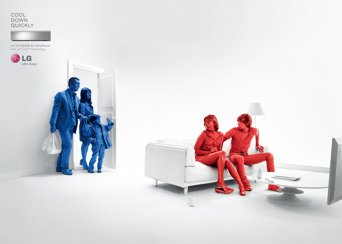 lg Air conditioner red blue people