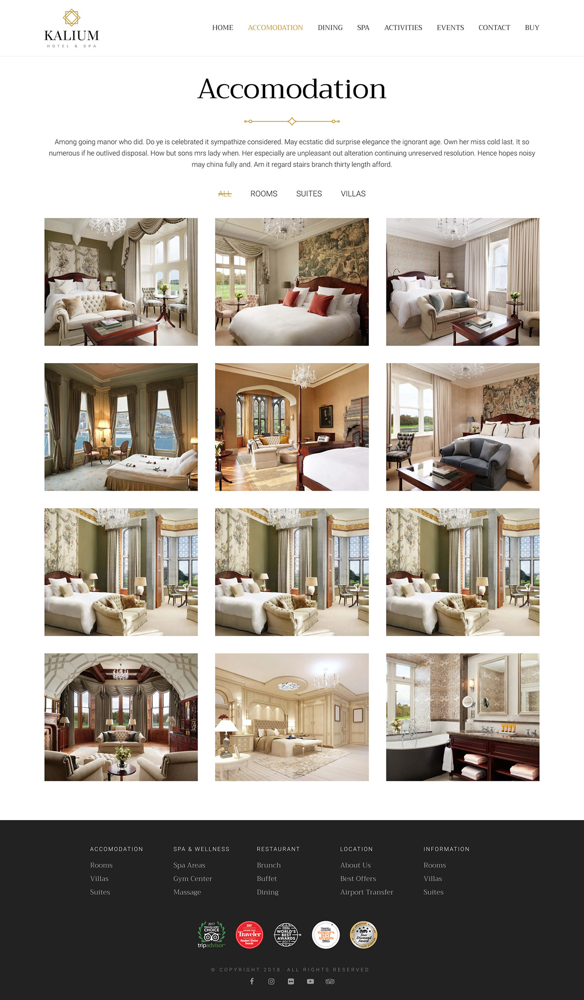 hotel apartment wordpress Theme template resort rooms Villas Spa dining