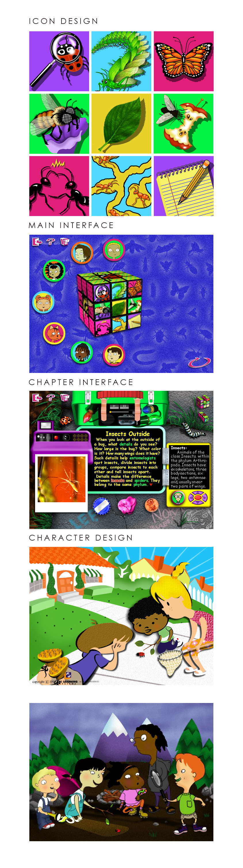 Education Interactive Game Design Interface icons illustrations