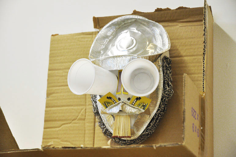 installation mask Theatre set sculpture art carton cardboard paper plastic