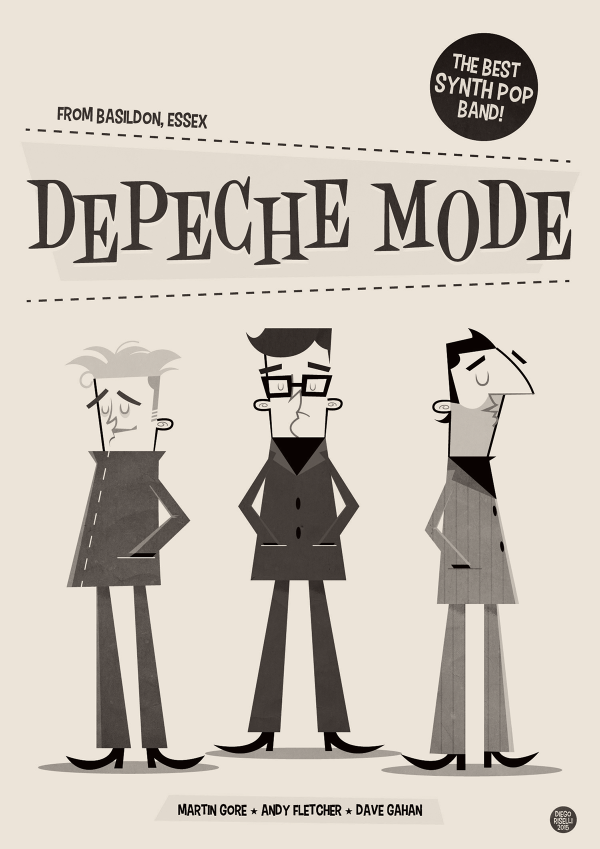 Depeche Mode cartoon retro cartoon modern cartoon vector music vector adobe illustrator pencil commission illustration design Characters Design enjoy the silence violator pop Retro