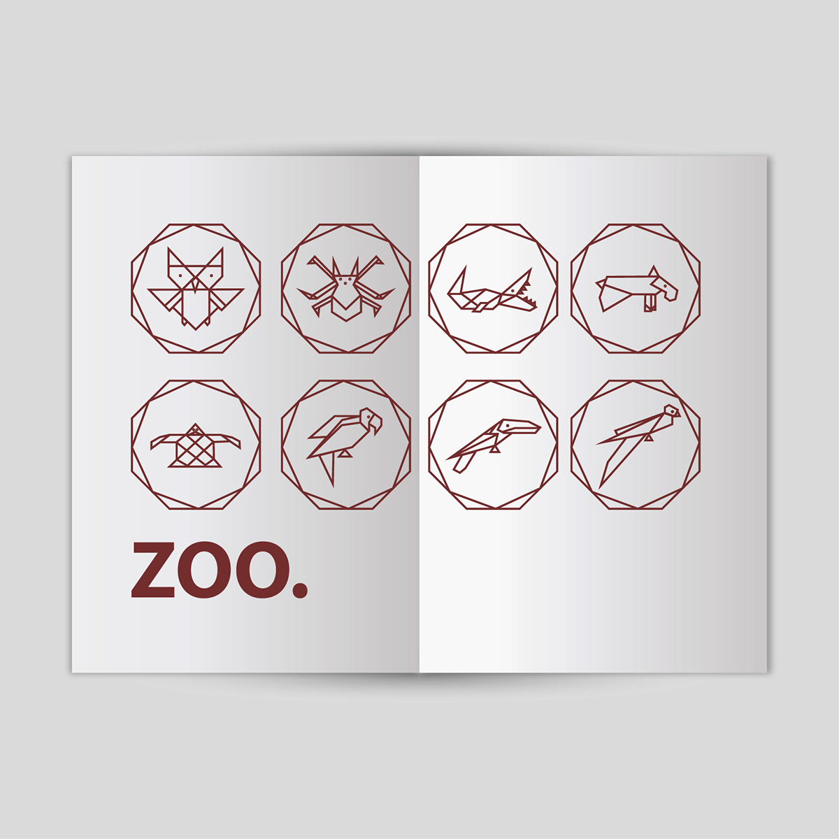 zoo icons origami  owl spider Tapir bird Park mockups free ux UI sketch design gif