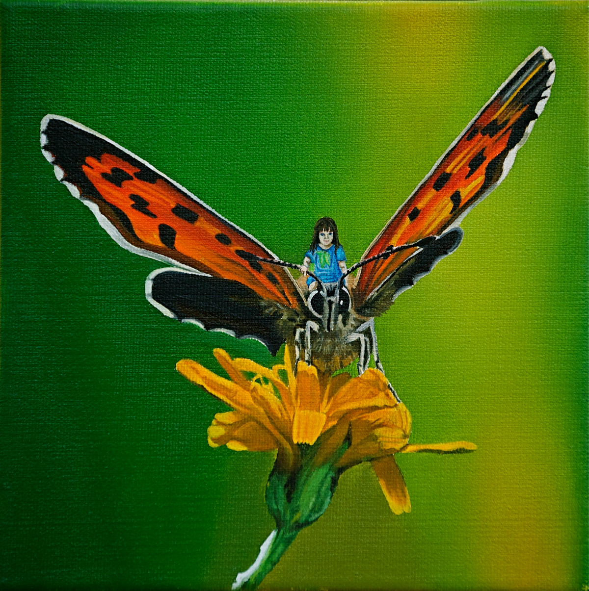children fine art animals photorealism magic realism frog hummingbird fish butterfly
