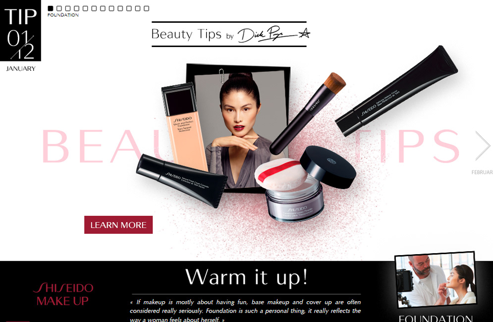 Shiseido Make Up artists Dick Page beauty secrets artistic director discover