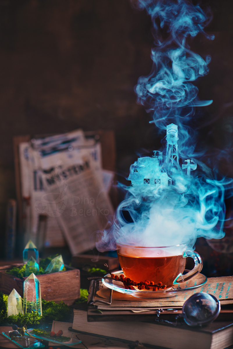 still life Food  tea Coffee smoke action Magic   Steam barista fantasy