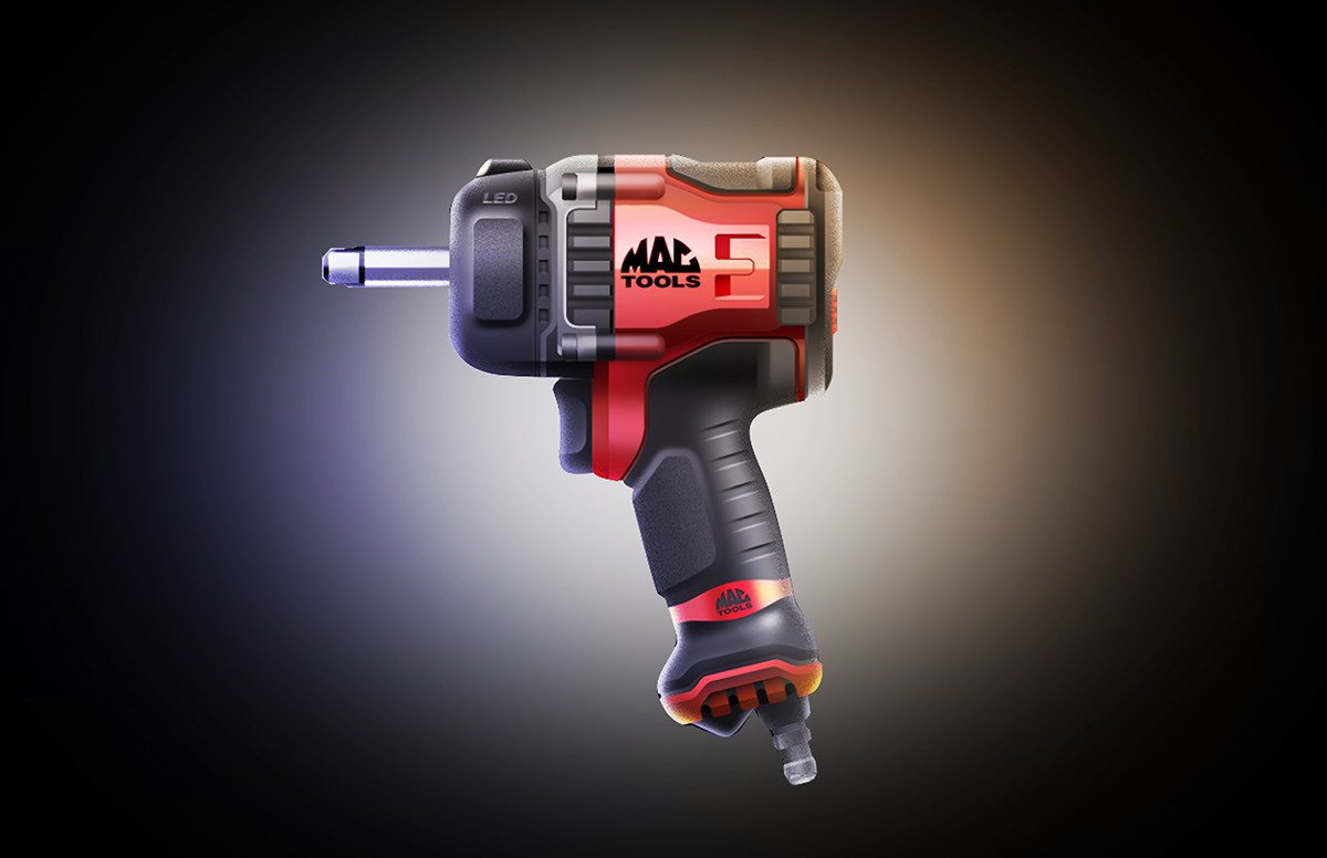 automotive tools power tools mac keyshot rendering industrial design  impact wrench