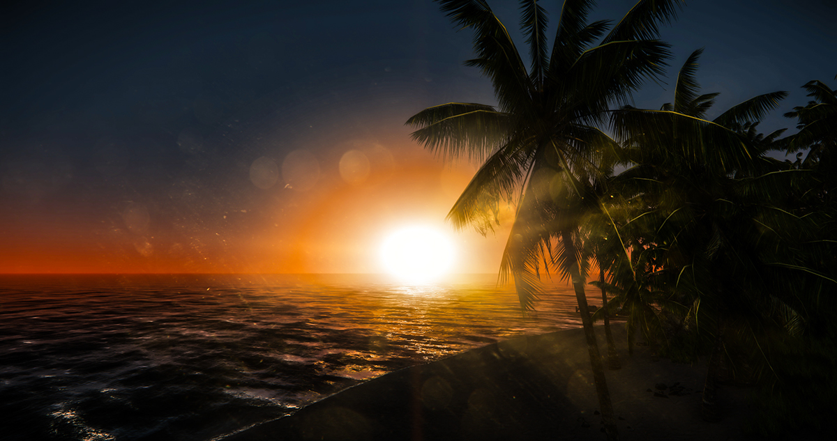 cryengine 3D model Beautiful Landscape Sun Ocean water sunset Sunrise digital
