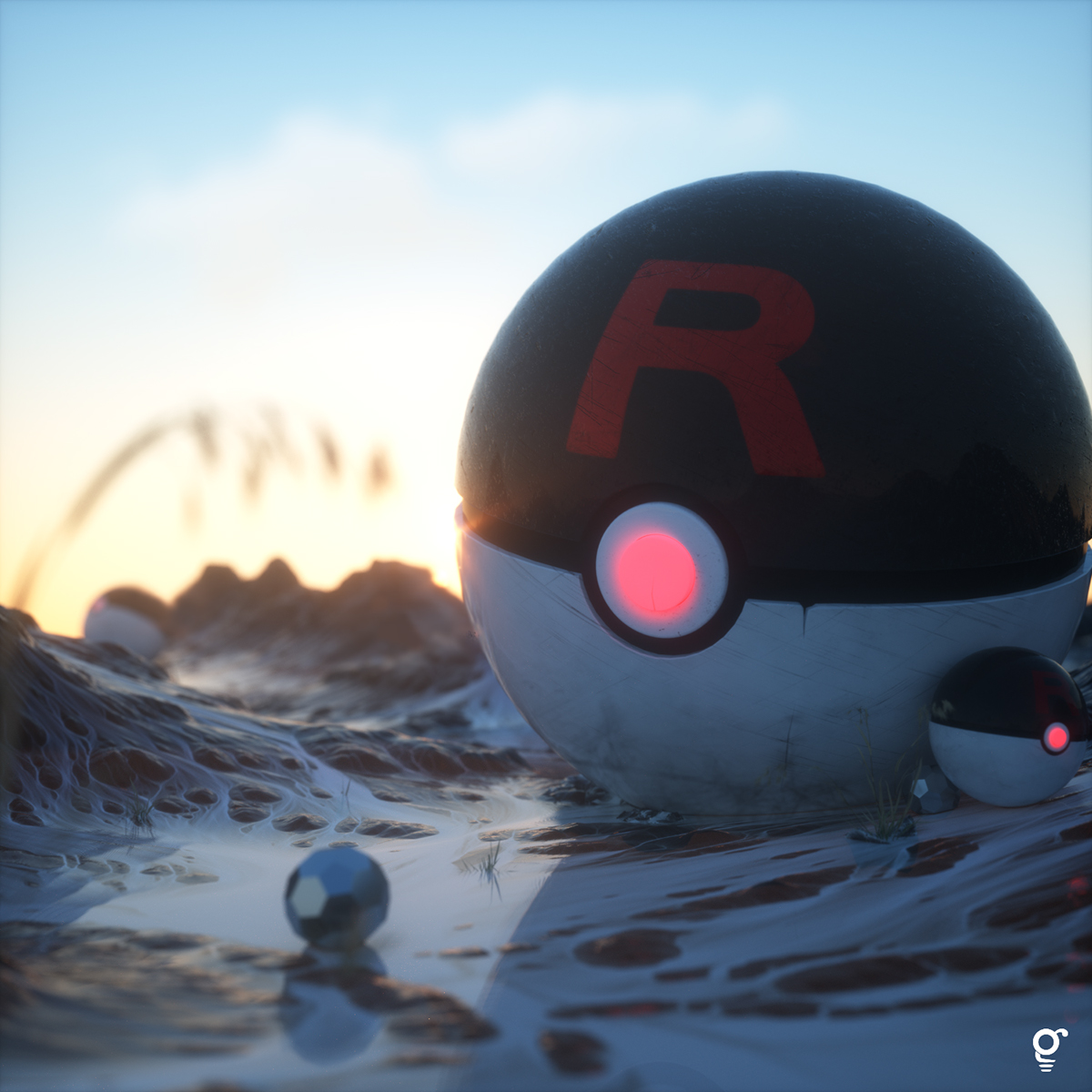 Pokemon pokeball Render Cinema 4d octane renderer