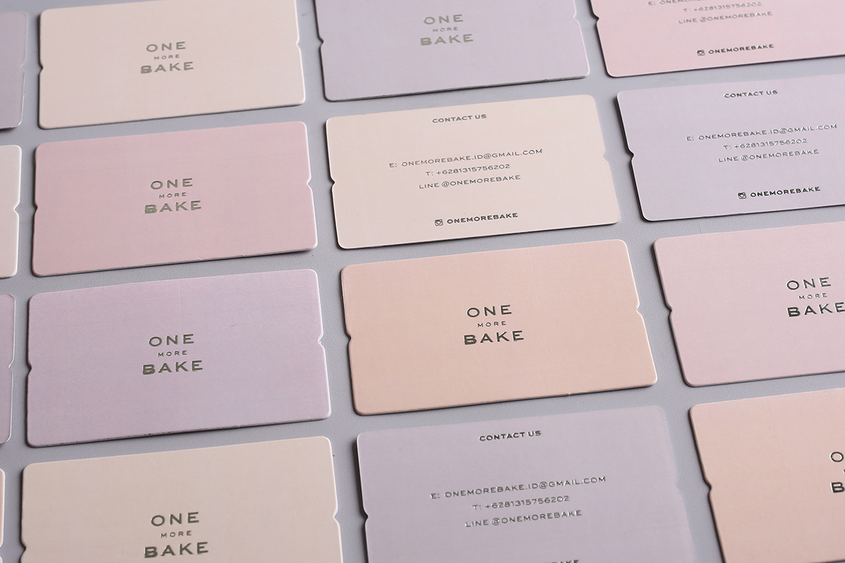 graphic design  branding  business card silver foil pastel color cake bakery Minimallism minimal design simple