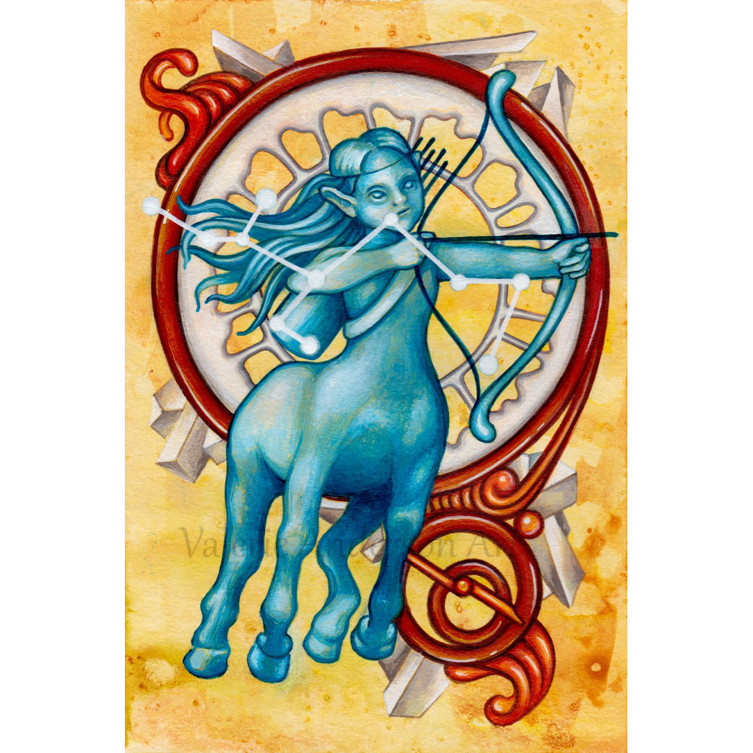 constellation painting   zodiac Horoscope FOX bear wolf art nouveau pop surrealism cosmic