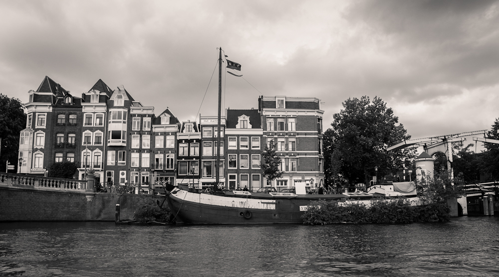 amsterdam  canal Dominic Walter Travel netherland gracht black and white sepia