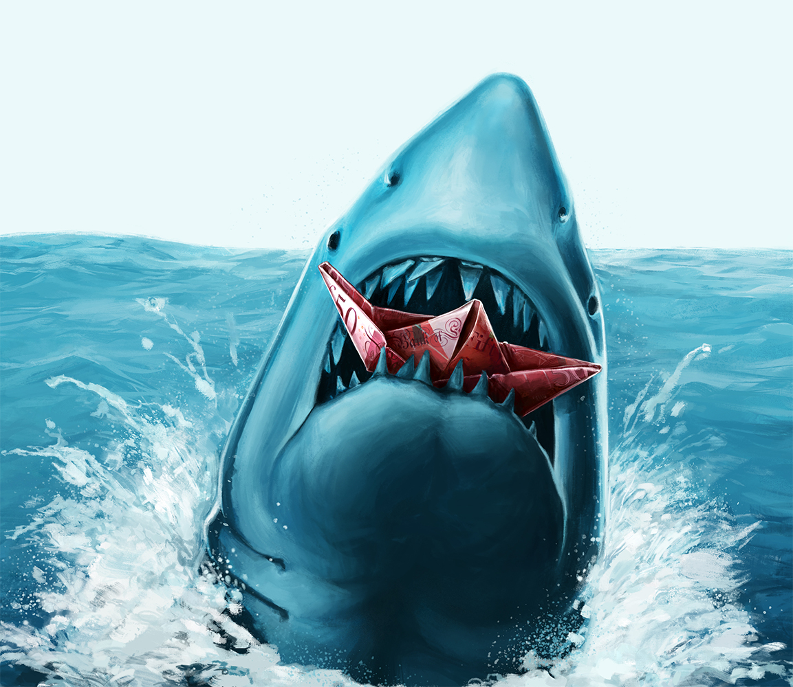 Which? Money jaws Roger Kastel Digital Art  Magazine Cover Movie Poster Spoof