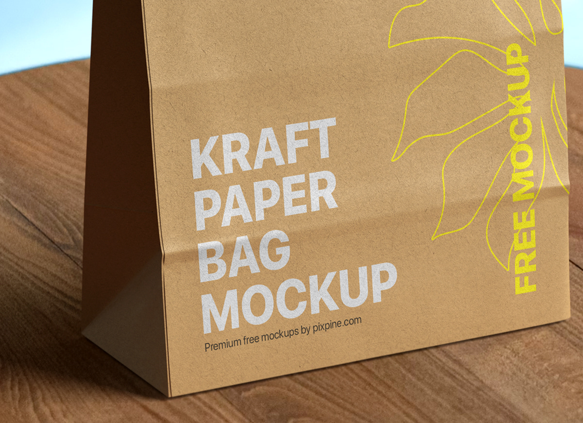 Shopping kraft paper branding  Packaging design free mockup  psd template store cafe bag