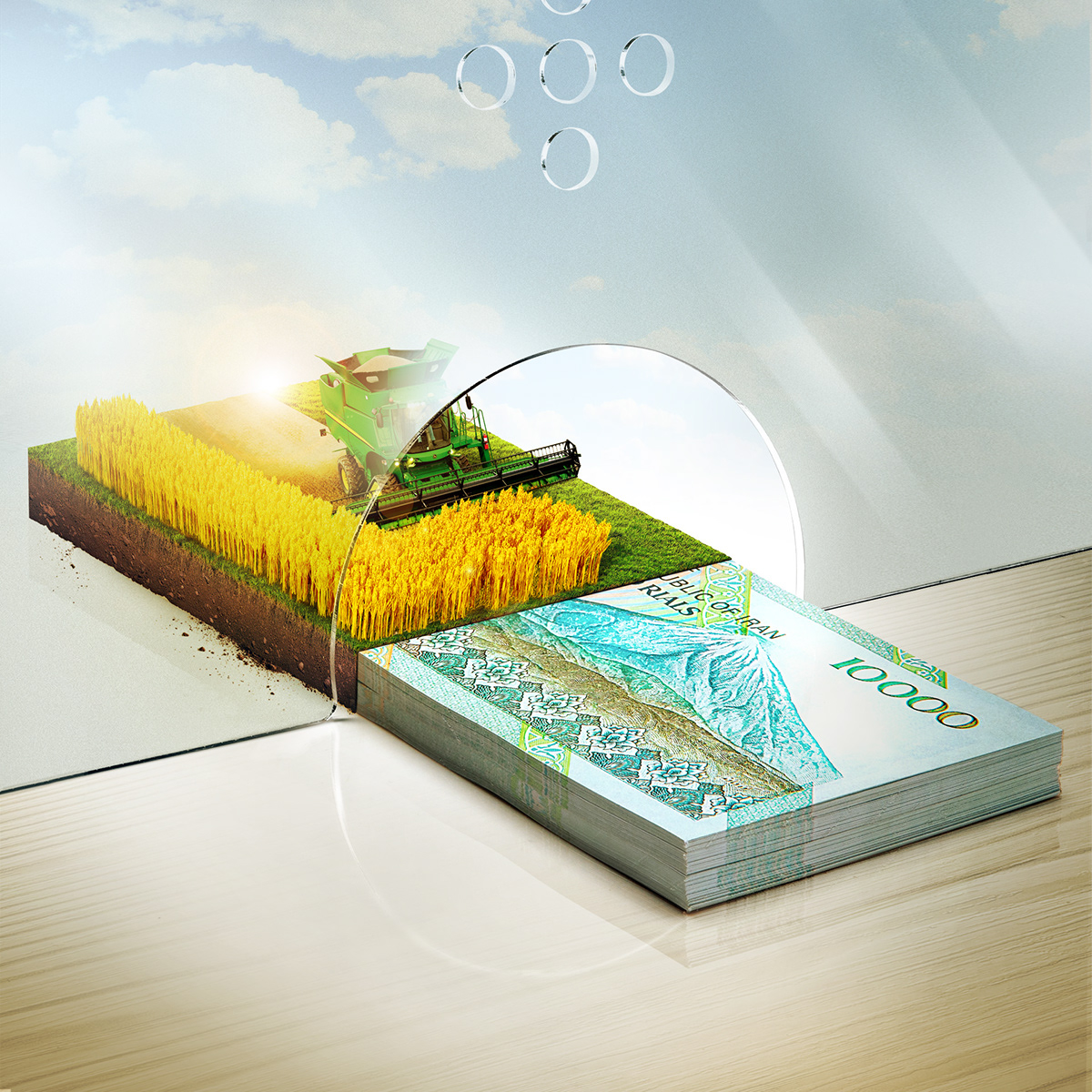 harvest agriculture money Bank poster Iran farm manipulation