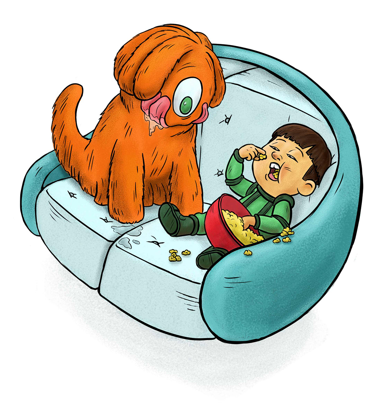 aliens Pet dog pets dogs alien popcorn Couch child kid asian children's book