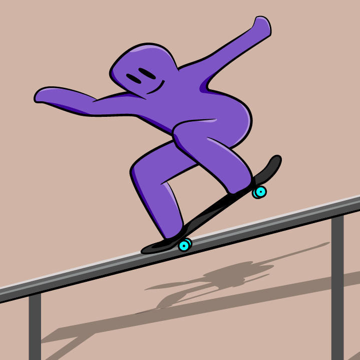 Character skateboarding Skating butt funny cute
