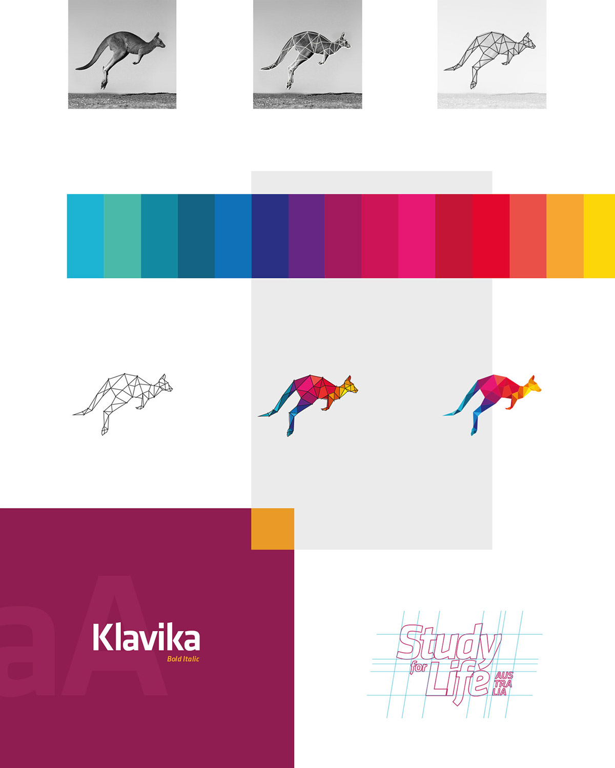 Australia kangaroo canguru design modern logo identity identidade visual style Website colors abstract school english exchange