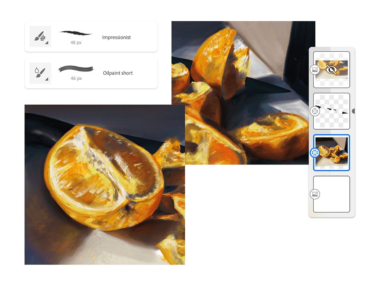 adobe fresco Digital Art  fine art Fruit ILLUSTRATION  iPad drawing Oil Painting oranges painting   still life