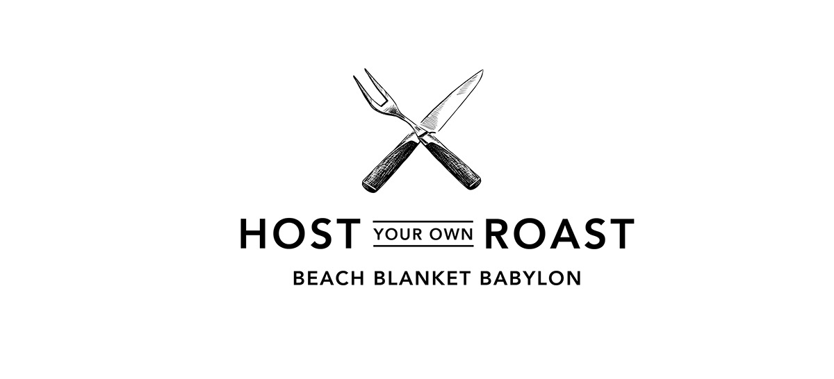 restaurant Lock-up logo flyer Web Banner Food  sunday roast roast knife fork London shoreditch Beach Blanket Babylon